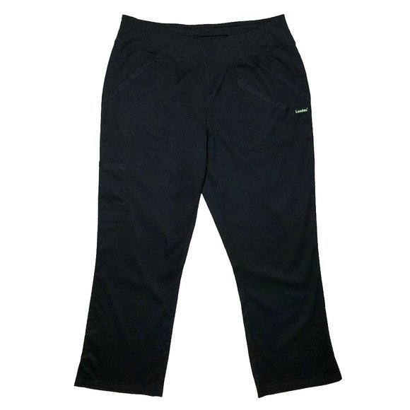 Landau Pants - Landau Proflex Tailored Fit Comfy 4 Pocket Black Scrub Pants Size Medium Short